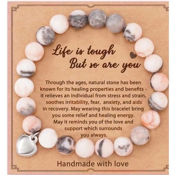 RETAIL $30 Life is Tough But So Are You * Pink Zebra Stone * Giftable - Picture 1 of 1